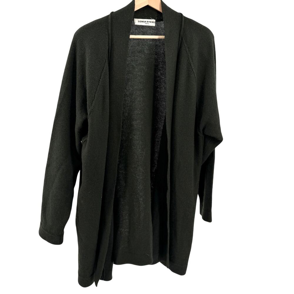 Sonia Rykiel Dark Forest Green 100% Wool Oversized Open Front Cardigan - Picture 1 of 7